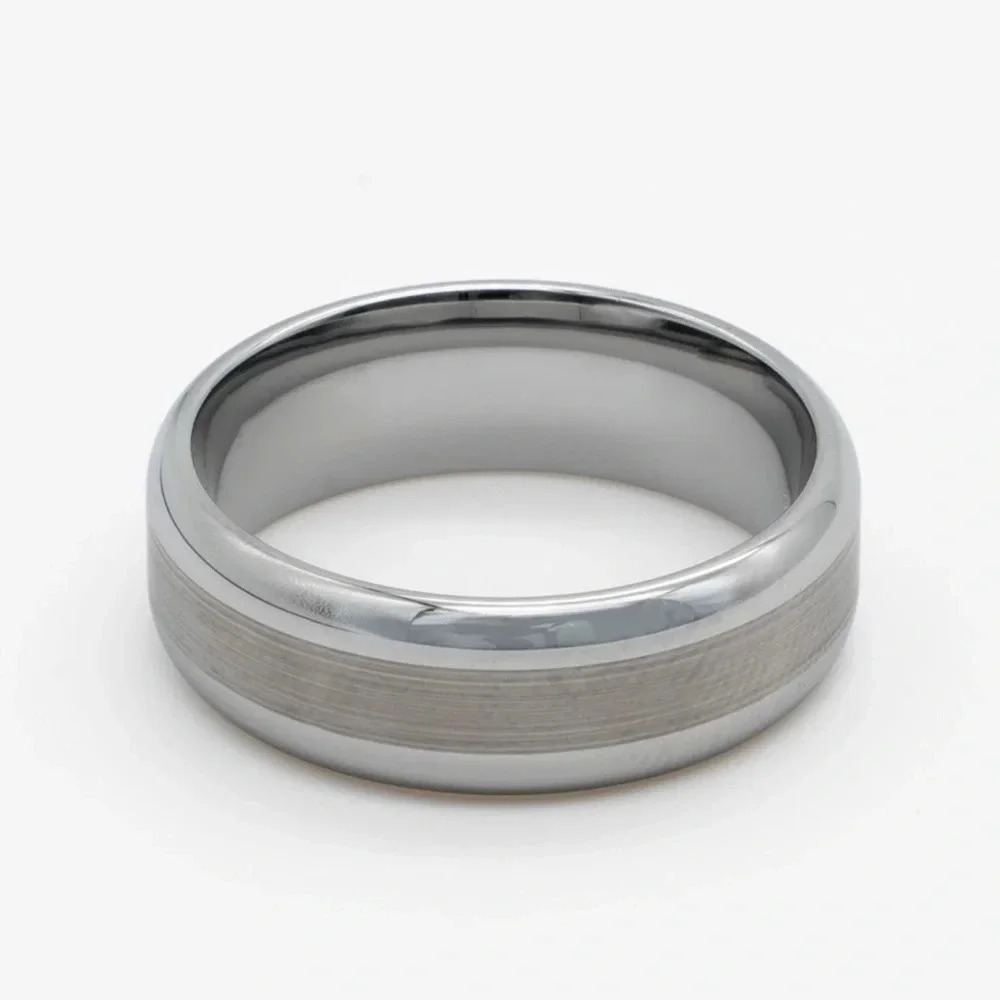 NWT MENS SILVER TUNGSTEN DAZZLING REFLECTION RING BAND